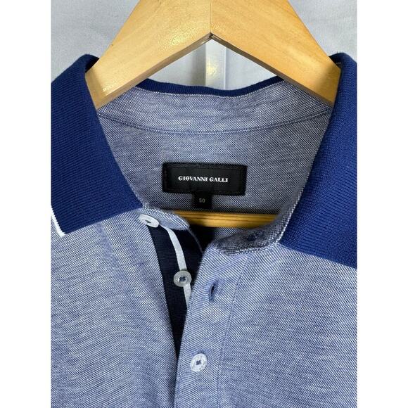 Giovanni Galli 100% Cotton Short Sleeve Polo Blue EU 50 US Men's Medium - Picture 4 of 6